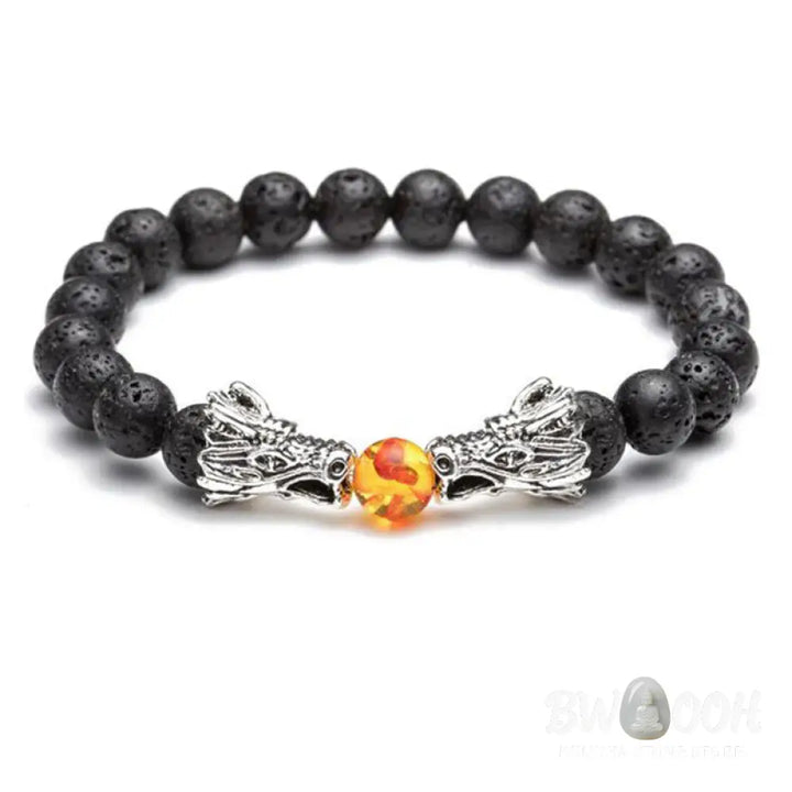 Buddha Stones White Turquoise Lava Rock Dragon Blessing Beaded Bracelet - BWOOOH - Bracelet