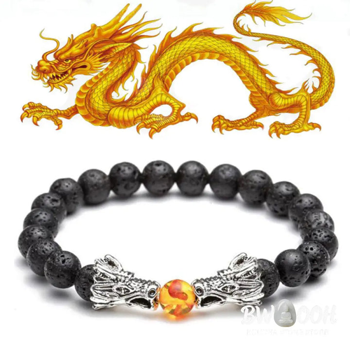 Buddha Stones White Turquoise Lava Rock Dragon Blessing Beaded Bracelet - BWOOOH - Bracelet