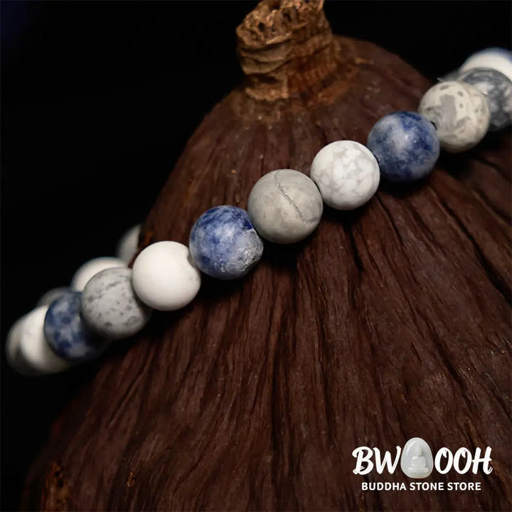 Buddha Stones White Turquoise Picasso Jasper Blue Spot Jasper Relaxation Bracelet - BWOOOH - Bracelet