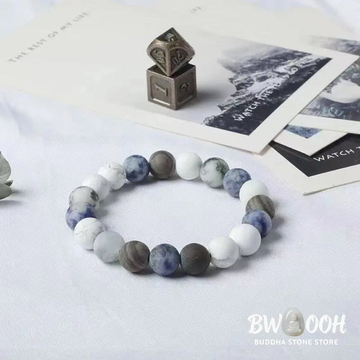 Buddha Stones White Turquoise Picasso Jasper Blue Spot Jasper Relaxation Bracelet - BWOOOH - Bracelet