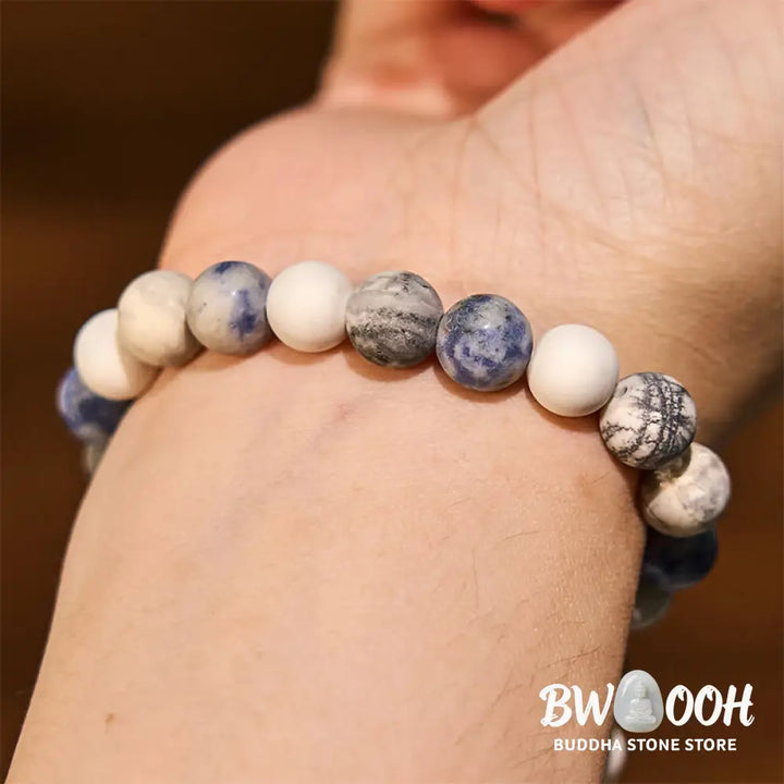 Buddha Stones White Turquoise Picasso Jasper Blue Spot Jasper Relaxation Bracelet - BWOOOH - Bracelet
