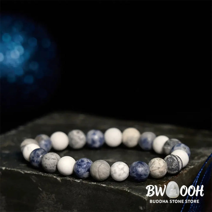 Buddha Stones White Turquoise Picasso Jasper Blue Spot Jasper Relaxation Bracelet - BWOOOH - Bracelet