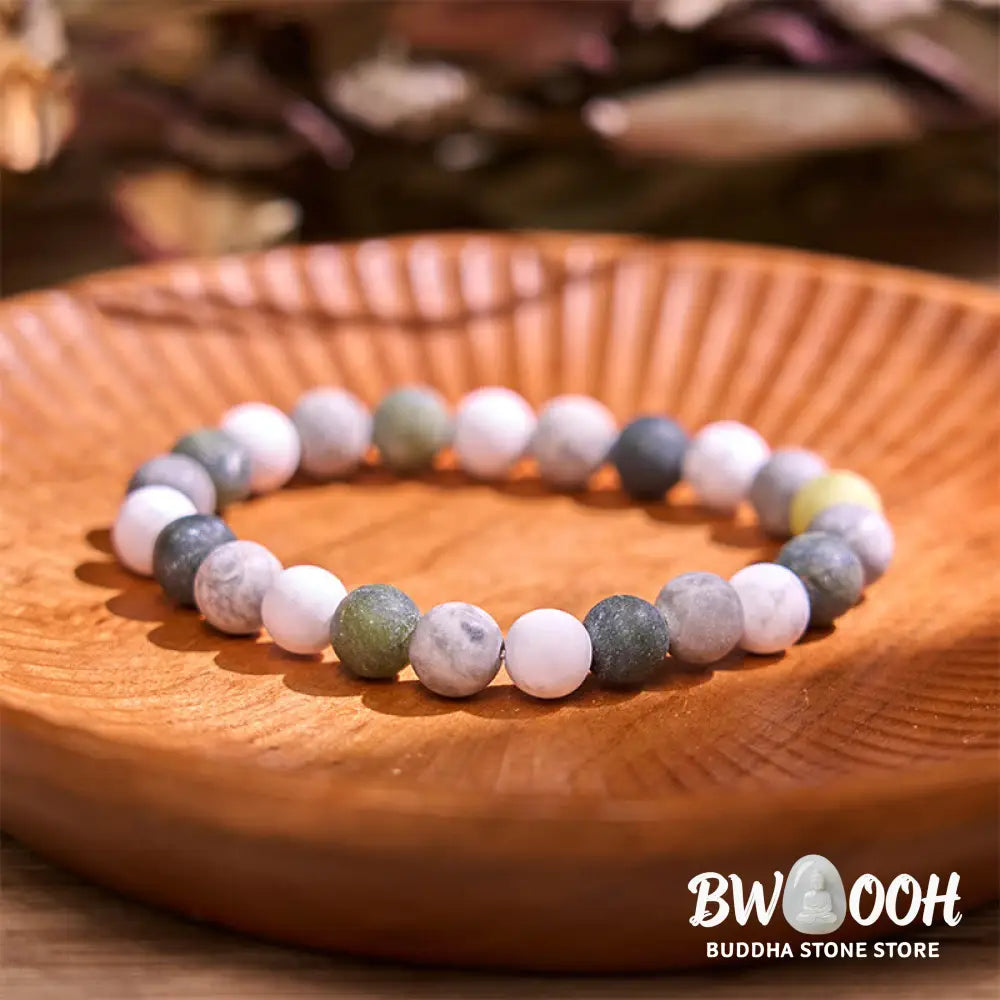 Buddha Stones White Turquoise Picasso Jasper Green Calcite Blessing Bracelet - BWOOOH - Bracelet