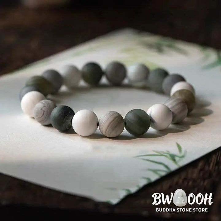 Buddha Stones White Turquoise Picasso Jasper Green Calcite Blessing Bracelet - BWOOOH - Bracelet