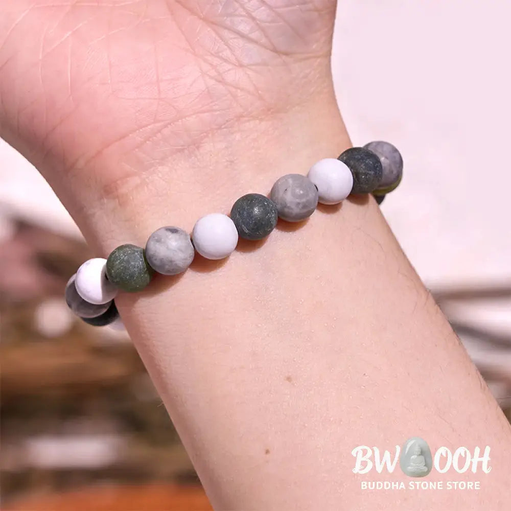 Buddha Stones White Turquoise Picasso Jasper Green Calcite Blessing Bracelet - BWOOOH - Bracelet