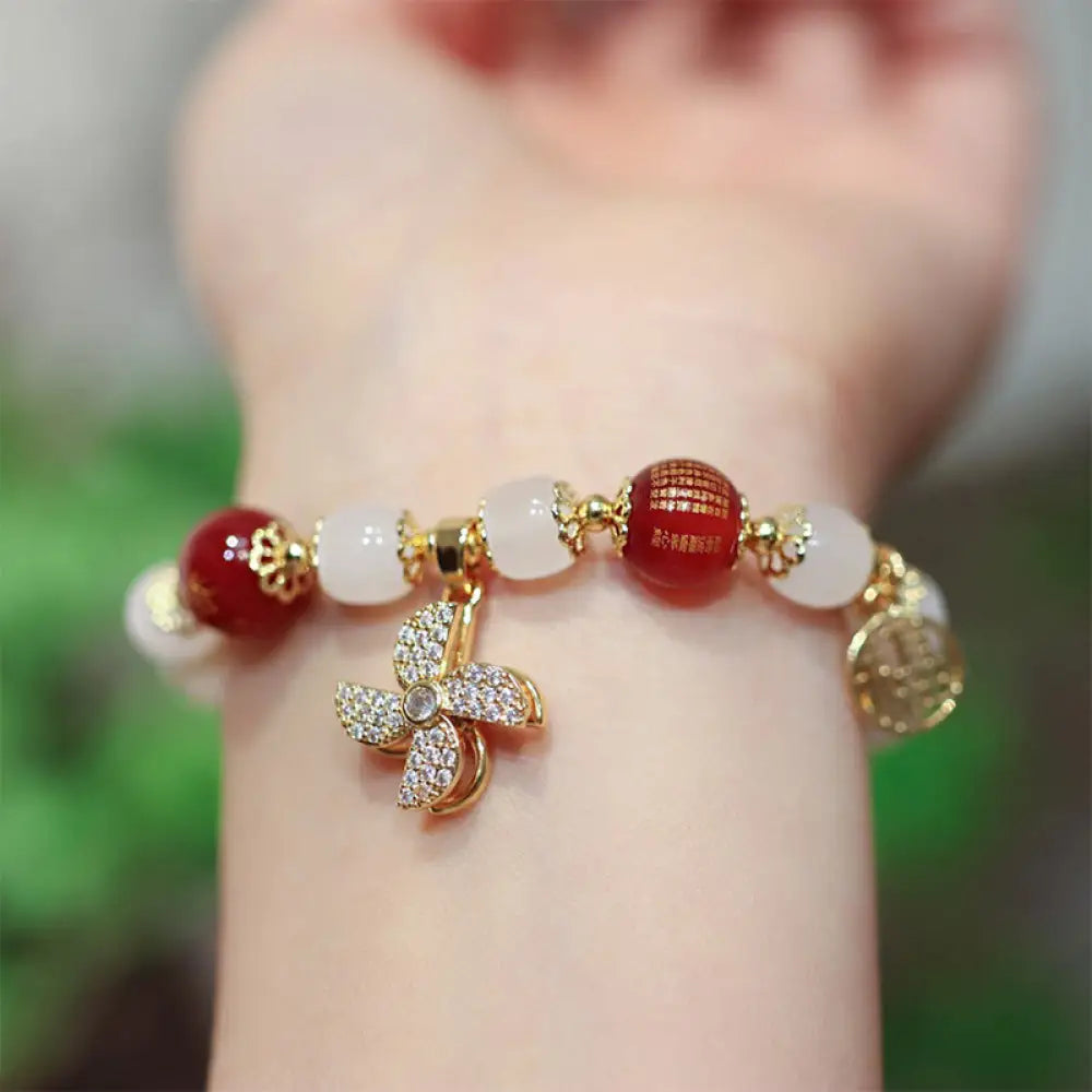 BWOOOH Windmill Chinese Lock Charm Fu Character Blessing Bracelet - BWOOOH - Windmill&Fu Character - Bracelet