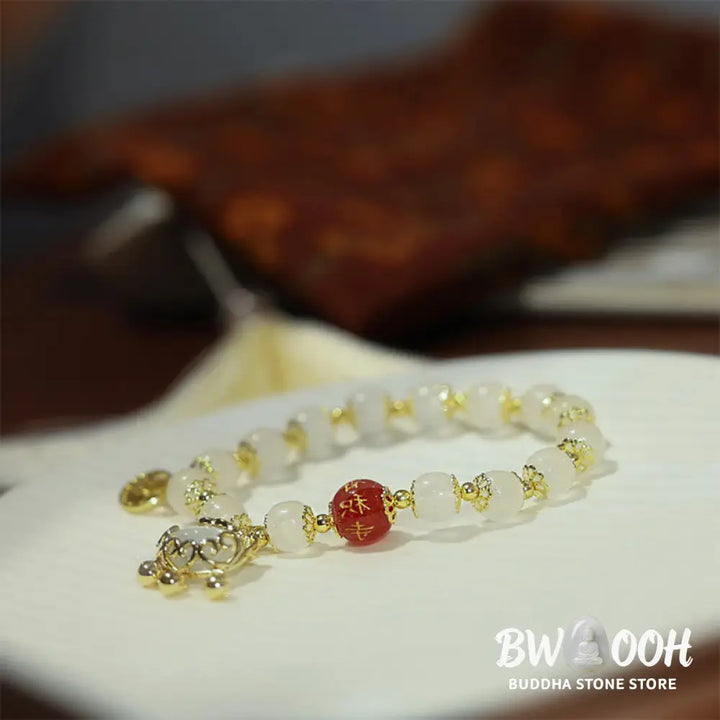 Buddha Stones Windmill Chinese Lock Charm Fu Character Blessing Bracelet - BWOOOH - Bracelet