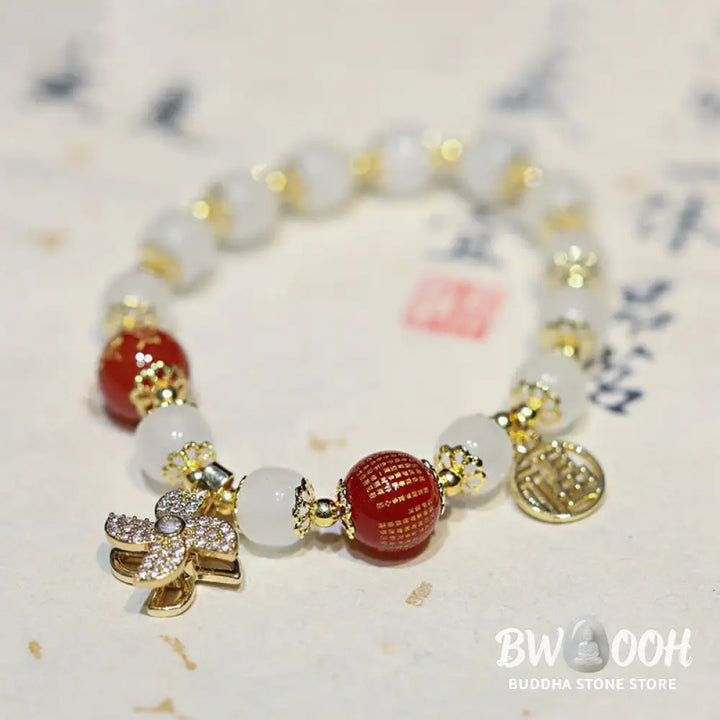 Buddha Stones Windmill Chinese Lock Charm Fu Character Blessing Bracelet - BWOOOH - Bracelet
