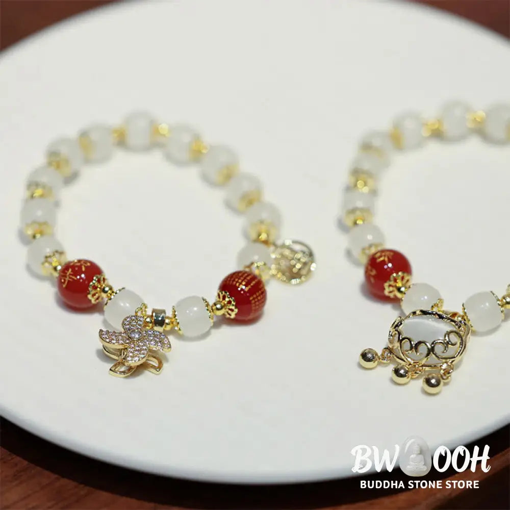 Buddha Stones Windmill Chinese Lock Charm Fu Character Blessing Bracelet - BWOOOH - Bracelet