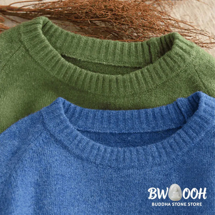 Buddha Stones Winter Crew Neck Warm Long Sleeve Women’s Cotton Knitted Sweater - Women’s Sweater