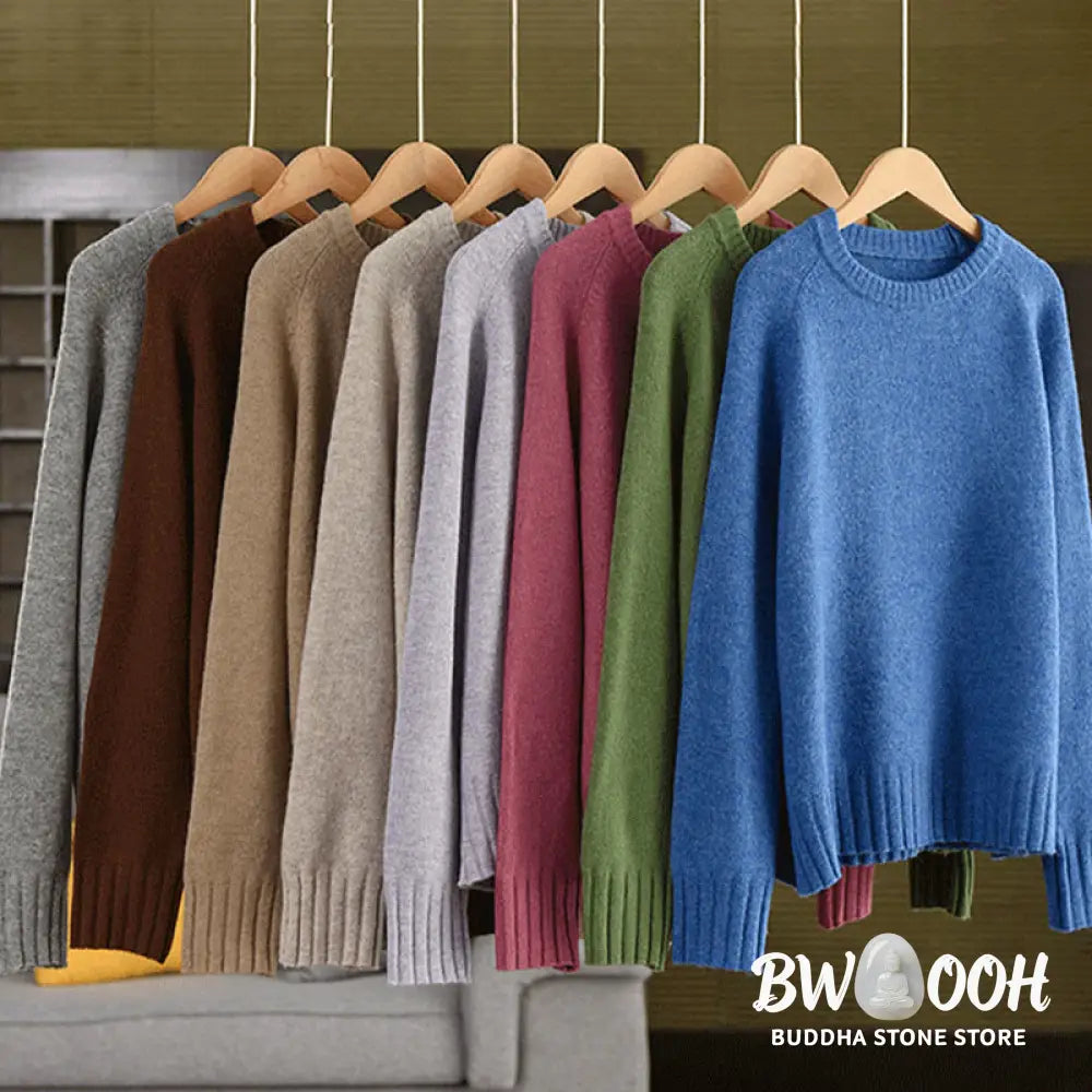 Buddha Stones Winter Crew Neck Warm Long Sleeve Women’s Cotton Knitted Sweater - Women’s Sweater
