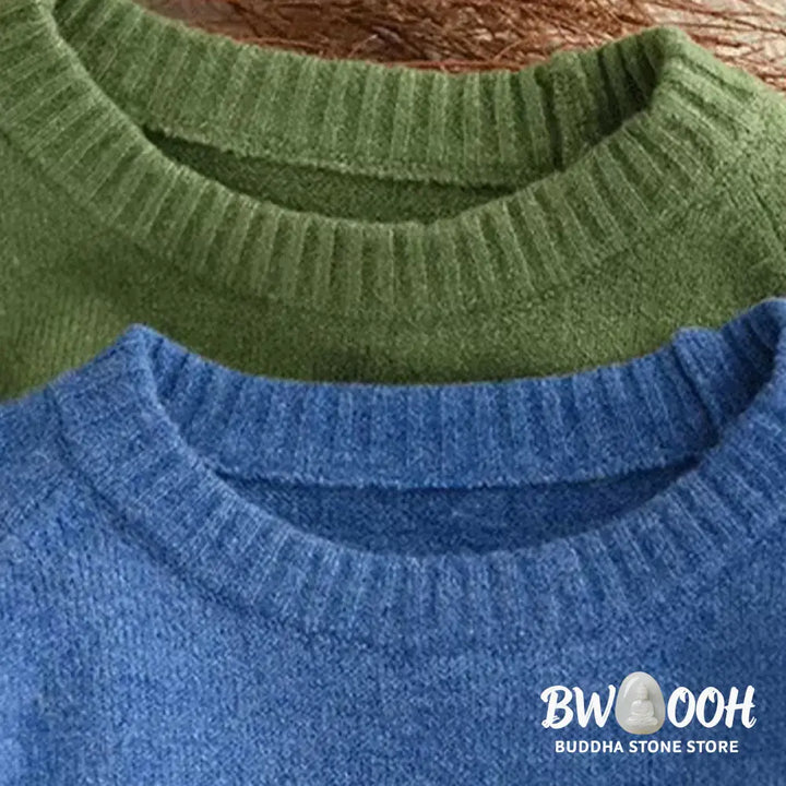 Buddha Stones Winter Crew Neck Warm Long Sleeve Women’s Cotton Knitted Sweater - Women’s Sweater