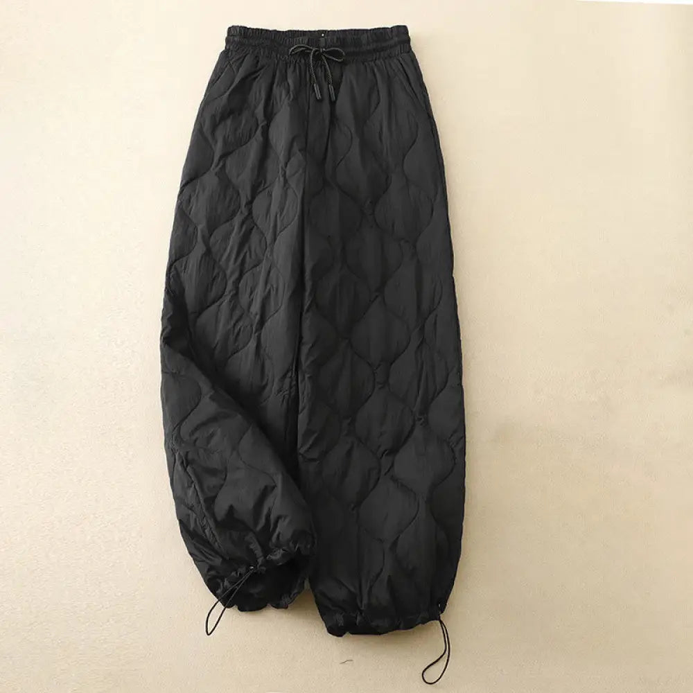 Buddha Stones Winter Curved Lines Warm Women’s Ankle-length Pants With Pockets - Black / US2，UK/AU6，EU34 (L) - Women¡®s