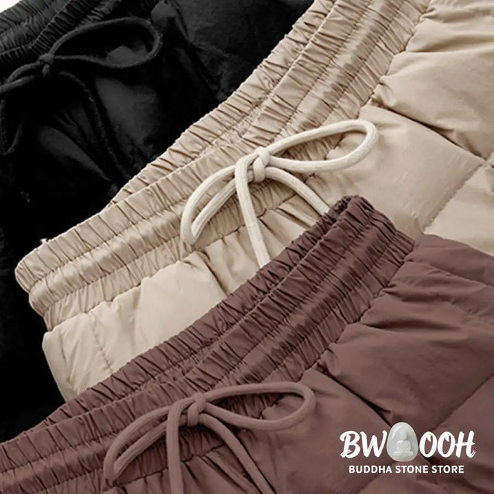 Buddha Stones Winter Drawstring Leg Opening Design Women’s Cotton Pants With Pockets - Women’s Pants