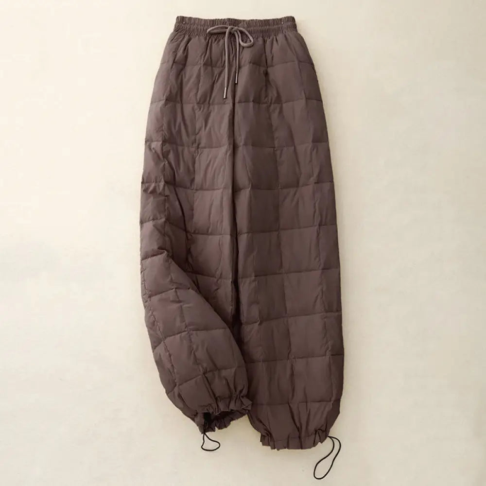 Buddha Stones Winter Drawstring Leg Opening Design Women’s Cotton Pants With Pockets - SaddleBrown / US4，UK/AU8，EU36