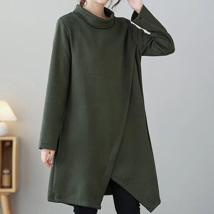 BWOOOH Winter Irregular Hem Design Mock Neck Long Sleeve 