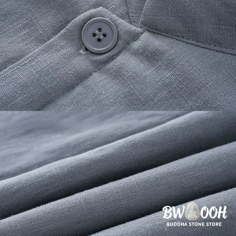 Buddha Stones Winter Men’s Frog-Button Tang Suit Linen Cotton Fleece Lined Jacket Shirt With Pockets - Men’s Jacket