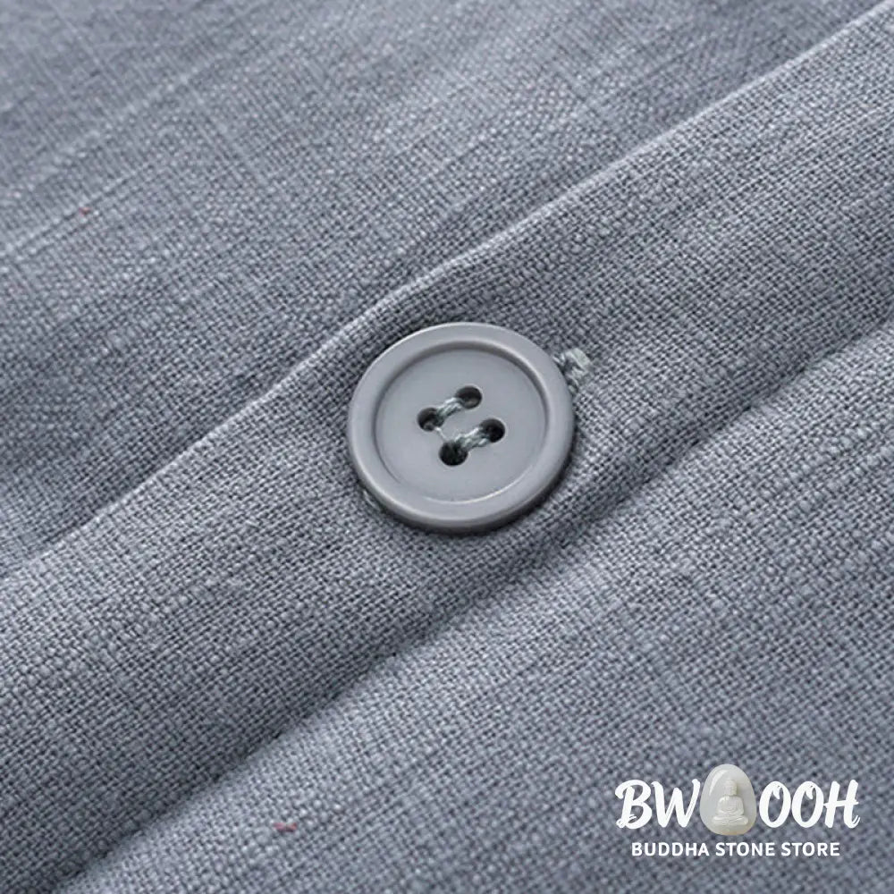 Buddha Stones Winter Men’s Frog-Button Tang Suit Linen Cotton Fleece Lined Jacket Shirt With Pockets - Men’s Jacket