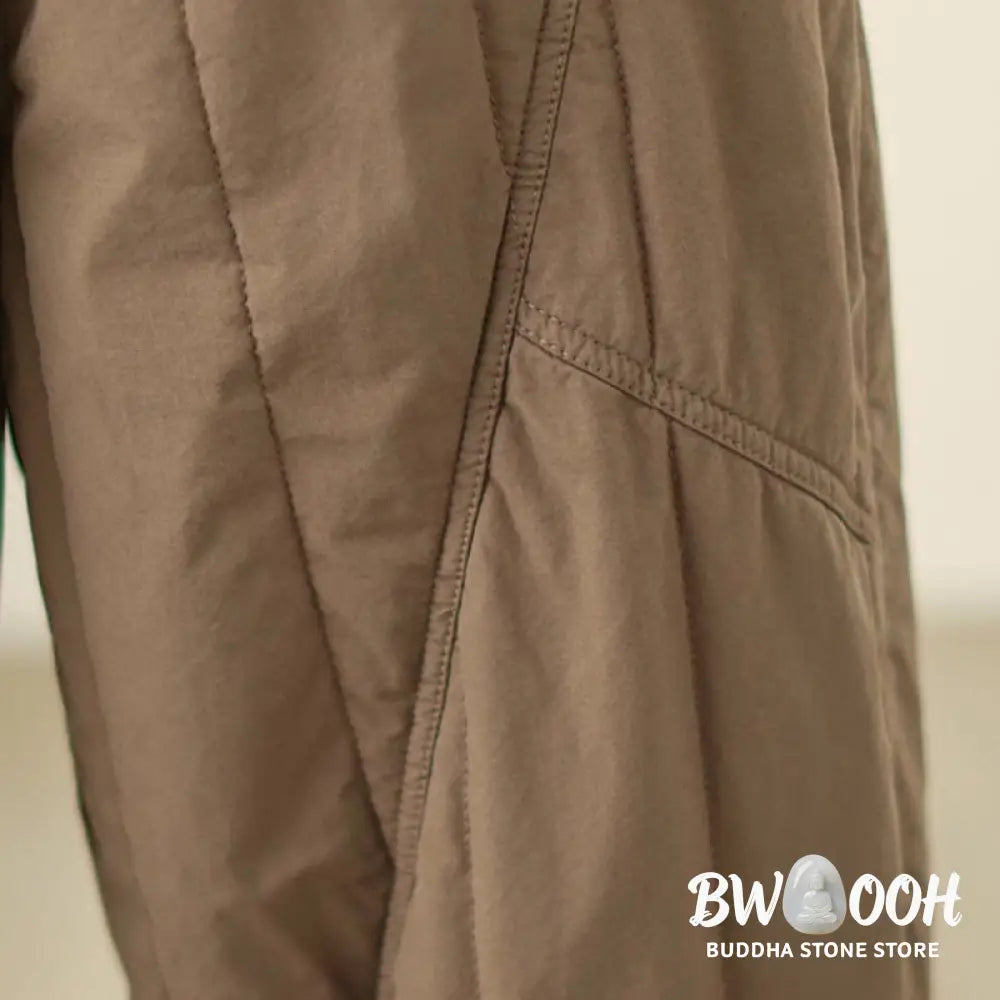 Buddha Stones Winter Plain High Waist Cotton Women’s Harem Thermal Elastic Waist Pants With Pockets - Women’s Harem