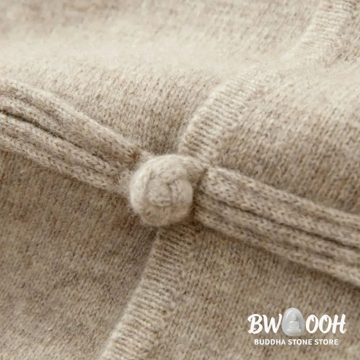 Buddha Stones Winter Solid Color Chinese Frog-Button Men’s Wool Long Sleeve Sweater - Men’s Sweater