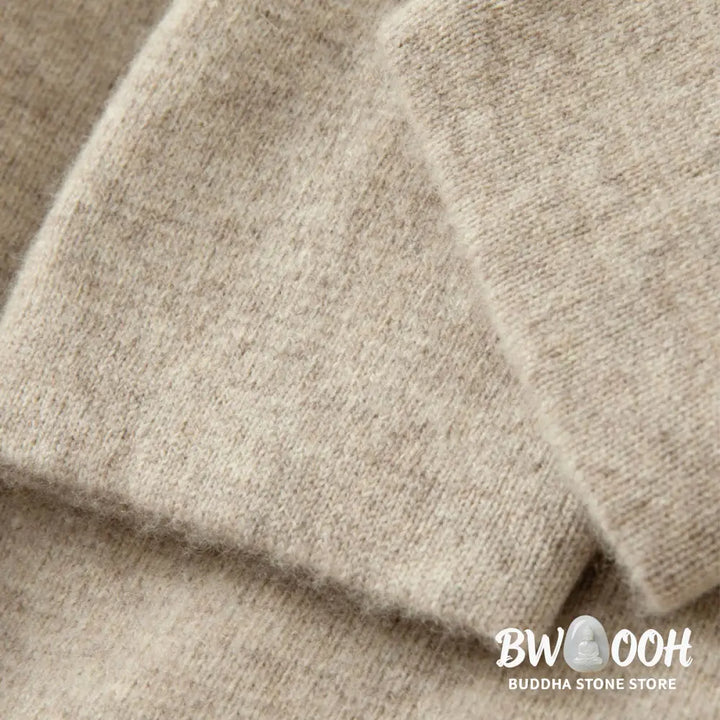 Buddha Stones Winter Solid Color Chinese Frog-Button Men’s Wool Long Sleeve Sweater - Men’s Sweater