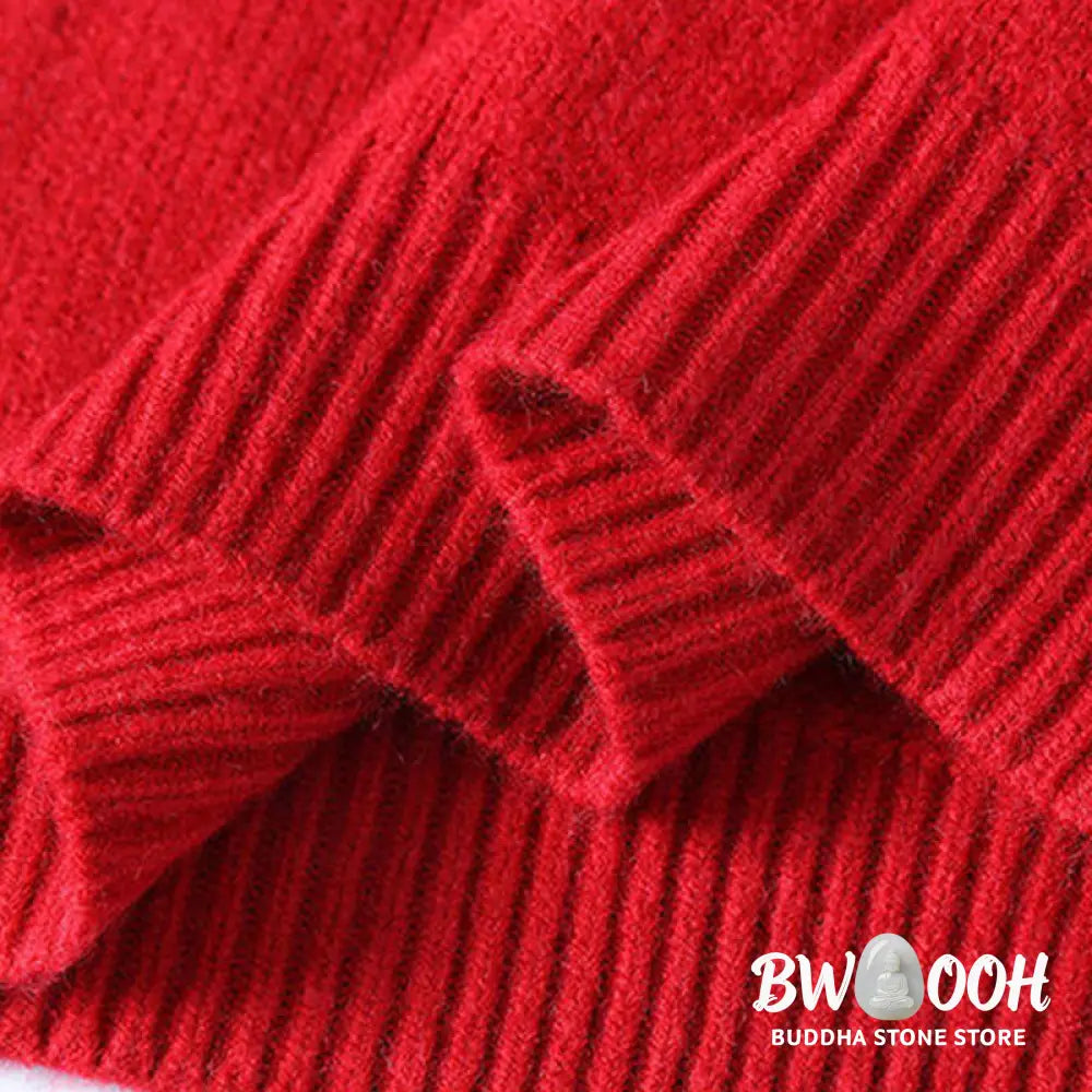 Buddha Stones Winter Stand Collar Gradient Color Design Warm Men’s Long Sleeve Knitted Sweater - Men’s Sweater