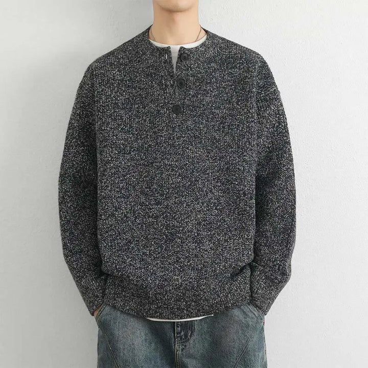 Buddha Stones Winter V-Neck Buttons Ribbed Design Warm Men’s Long Sleeve Knitted Sweater - DarkGray / US/UK/AU36，EU46