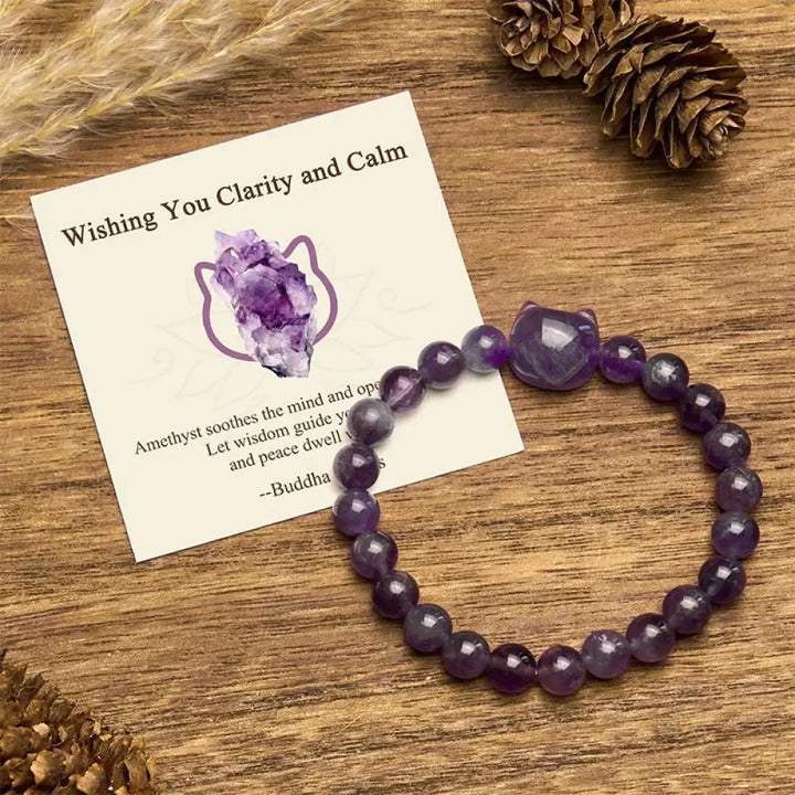 BWOOOH "Wishing You Clarity and Calm" Cute Cat Amethyst B