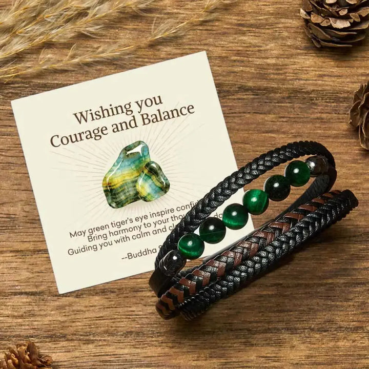 BWOOOH "Wishing You Courage and Balance" Green Tiger Eye 