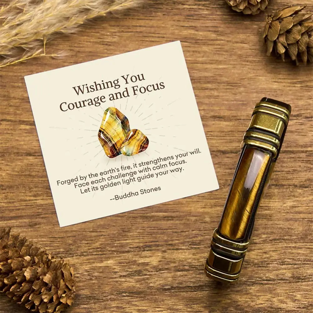 BWOOOH "Wishing You Courage and Focus" Tiger Eye Leather 