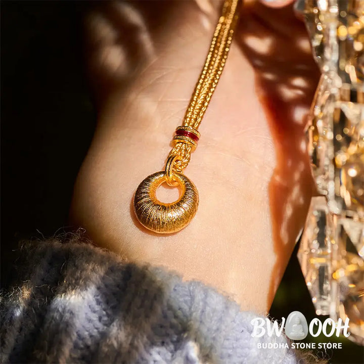 Buddha Stones ’Wishing You Lasting Peace’ 24k Gold Plated Copper Peace Buckle Necklace Includes Gift Message Card