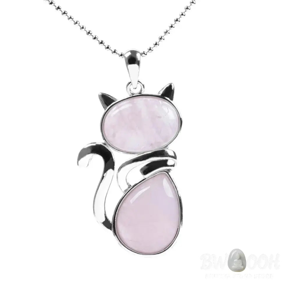 Buddha Stones ’Wishing You Love and Kindness’ Cat Rose Quartz Necklace Includes Gift Message Card - BWOOOH - Necklaces