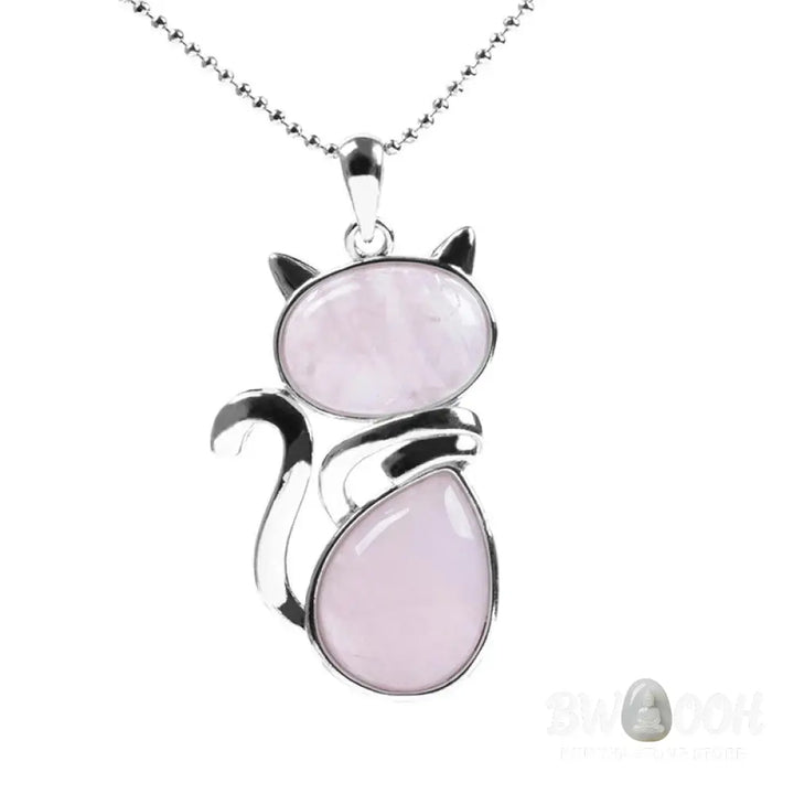 Buddha Stones ’Wishing You Love and Kindness’ Cat Rose Quartz Necklace Includes Gift Message Card - BWOOOH - Necklaces