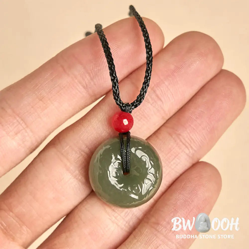Buddha Stones ’Wishing You Peace and Safety’ Peace Buckle Jade Necklace Includes Gift Message Card - BWOOOH - Necklaces
