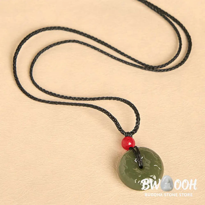 Buddha Stones ’Wishing You Peace and Safety’ Peace Buckle Jade Necklace Includes Gift Message Card - BWOOOH - Necklaces