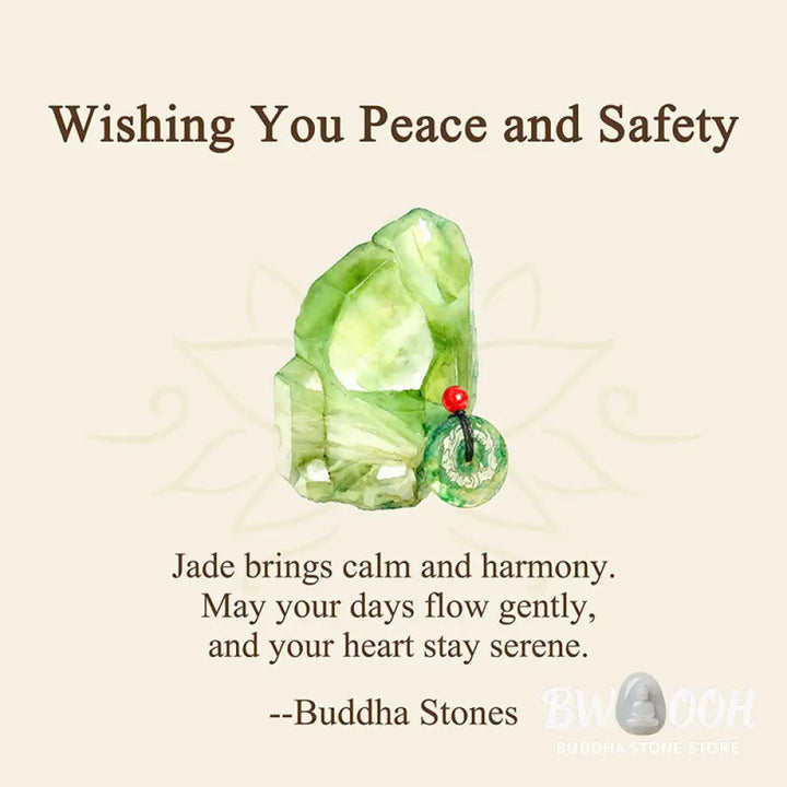Buddha Stones ’Wishing You Peace and Safety’ Peace Buckle Jade Necklace Includes Gift Message Card - BWOOOH - Necklaces
