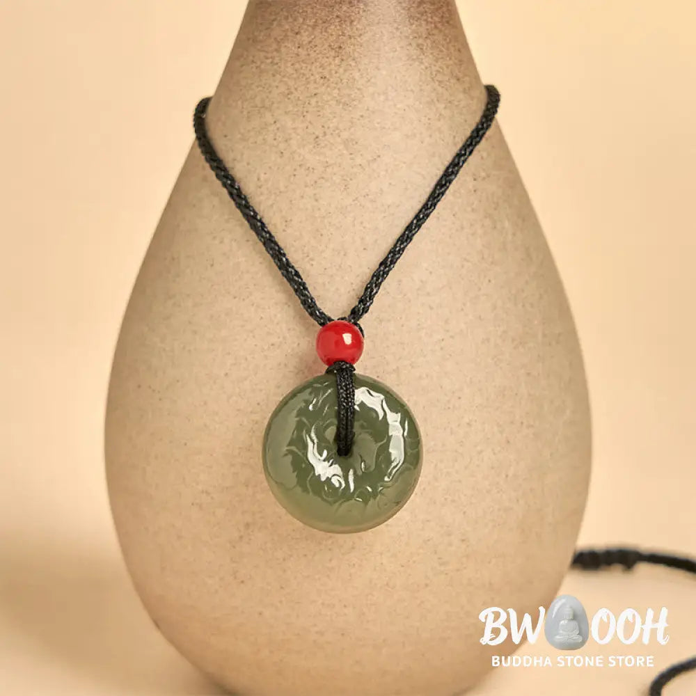 Buddha Stones ’Wishing You Peace and Safety’ Peace Buckle Jade Necklace Includes Gift Message Card - BWOOOH - Necklaces