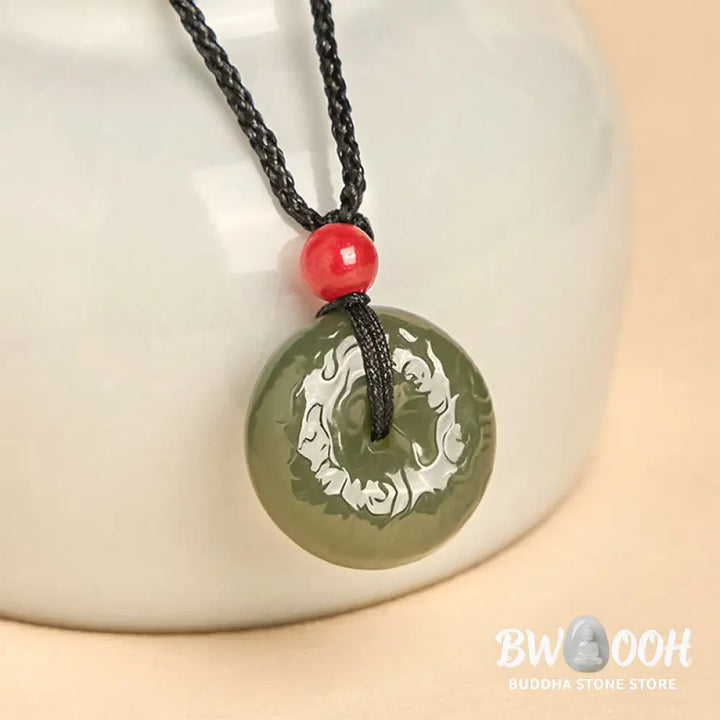 Buddha Stones ’Wishing You Peace and Safety’ Peace Buckle Jade Necklace Includes Gift Message Card - BWOOOH - Necklaces