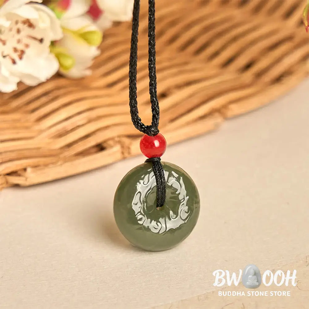 Buddha Stones ’Wishing You Peace and Safety’ Peace Buckle Jade Necklace Includes Gift Message Card - BWOOOH - Necklaces
