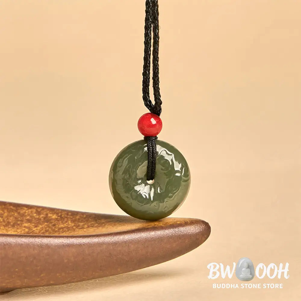 Buddha Stones ’Wishing You Peace and Safety’ Peace Buckle Jade Necklace Includes Gift Message Card - BWOOOH - Necklaces