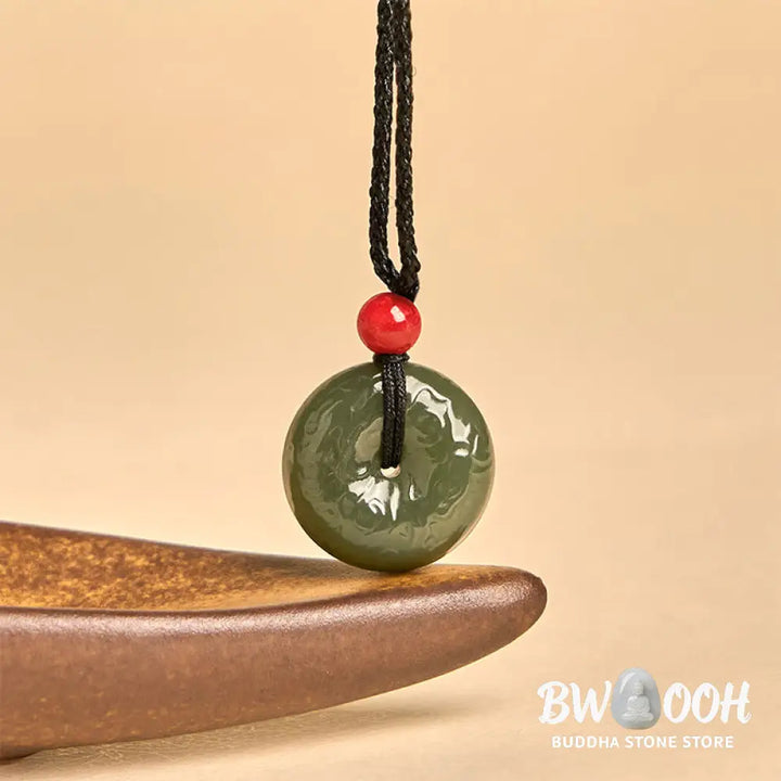 Buddha Stones ’Wishing You Peace and Safety’ Peace Buckle Jade Necklace Includes Gift Message Card - BWOOOH - Necklaces