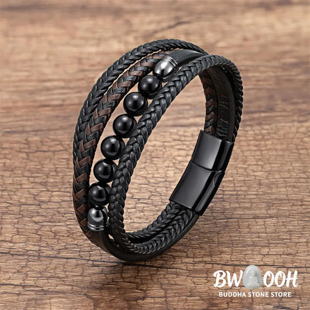 Buddha Stones 'Wishing You Protection and Strength' Black Onyx Bracelet Includes Gift Message Card - Bracelet