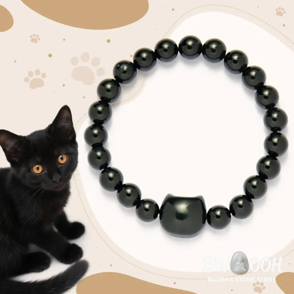 Buddha Stones 'Wishing You Strength and Protection' Cat Onyx Bracelet Includes Gift Message Card - Bracelet
