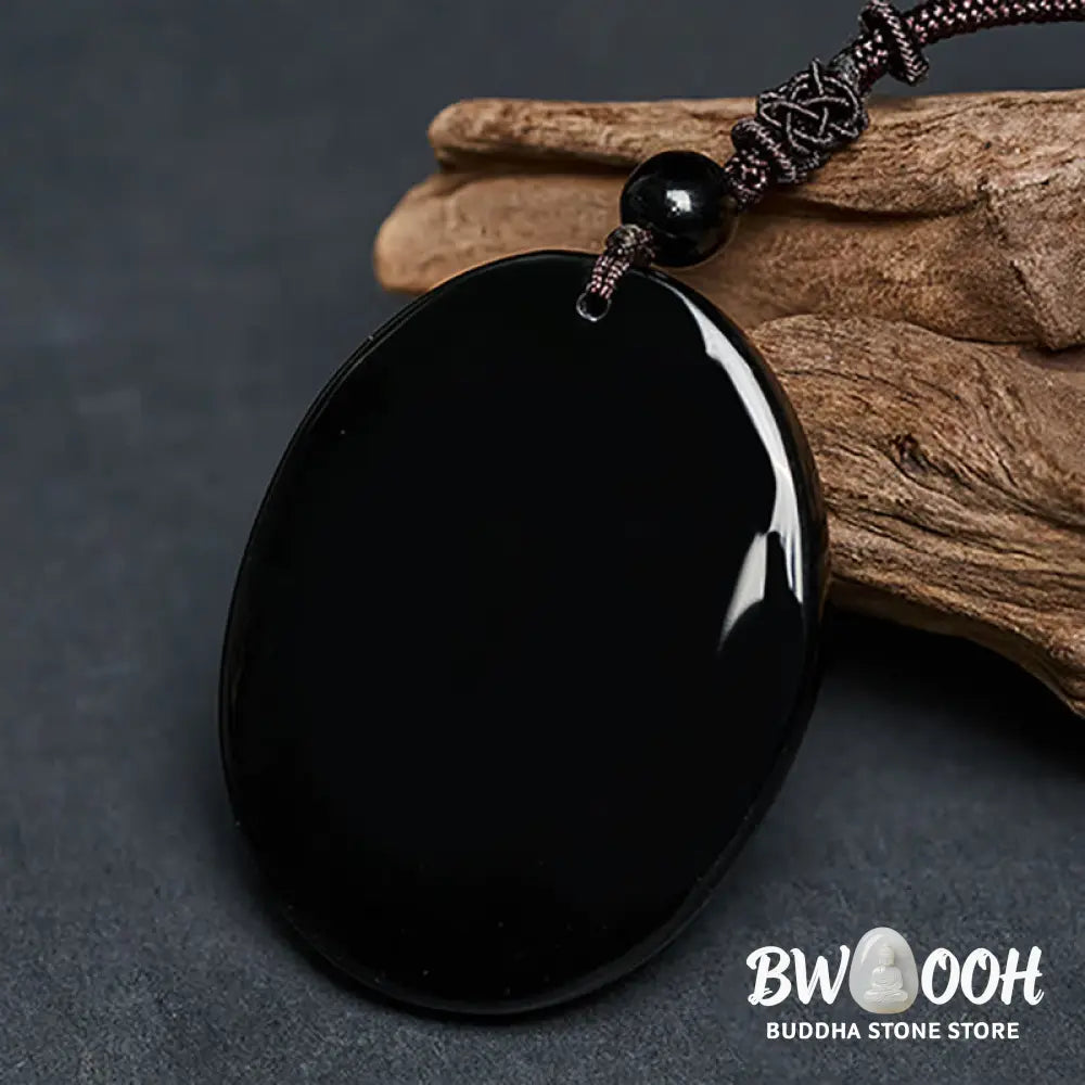 Buddha Stones Wolf Head Natural Black Obsidian Strength Necklace Pendant - BWOOOH - Black Obsidian(Pendant Size: