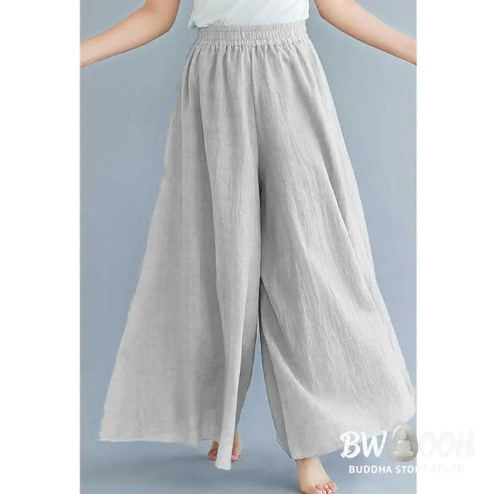 BWOOOH printed wide-leg yoga pants - Women Casual Loose Cotton Linen Wide Leg