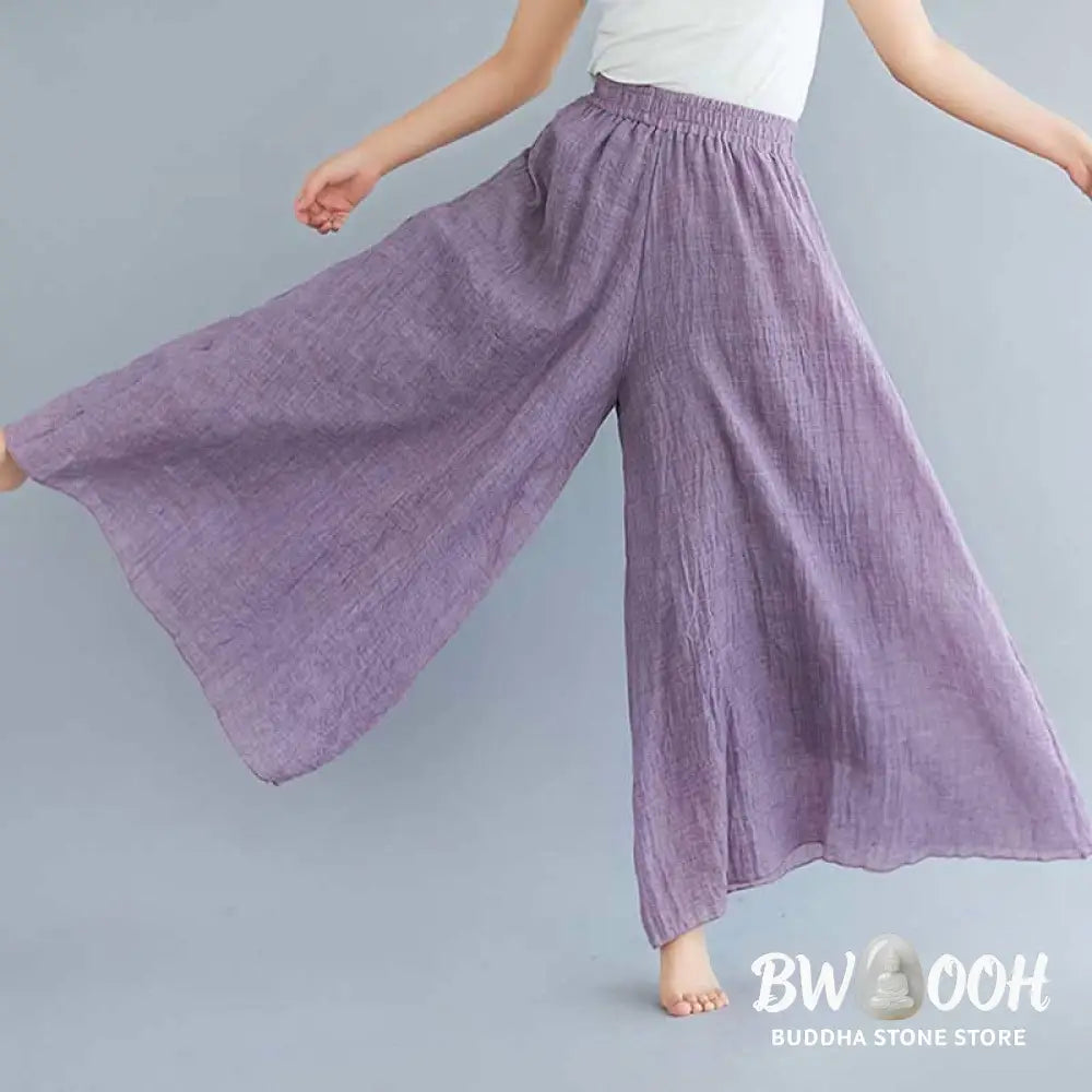 BWOOOH printed wide-leg yoga pants - Women Casual Loose Cotton Linen Wide Leg