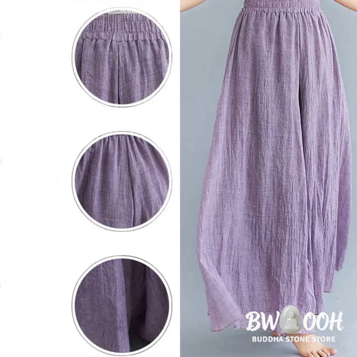 BWOOOH printed wide-leg yoga pants - Women Casual Loose Cotton Linen Wide Leg