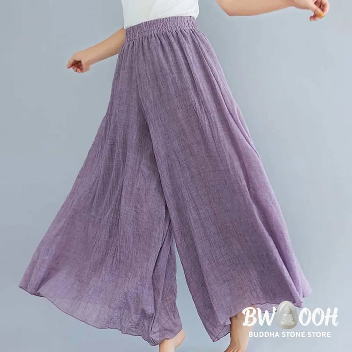 BWOOOH printed wide-leg yoga pants - Women Casual Loose Cotton Linen Wide Leg