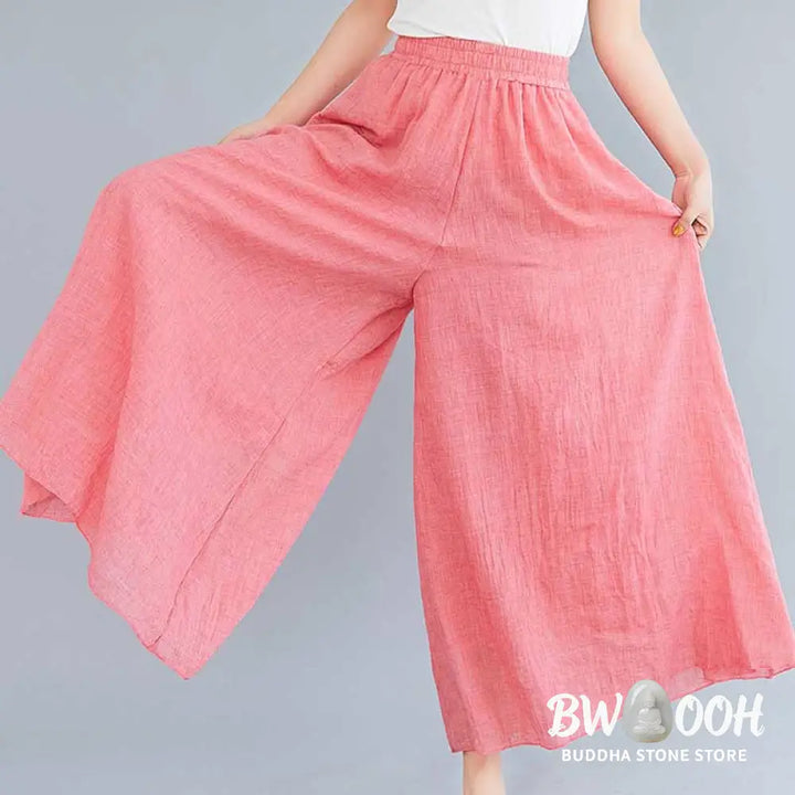 BWOOOH printed wide-leg yoga pants - Women Casual Loose Cotton Linen Wide Leg