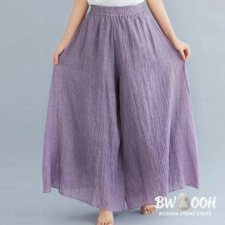 BWOOOH printed wide-leg yoga pants - Women Casual Loose Cotton Linen Wide Leg